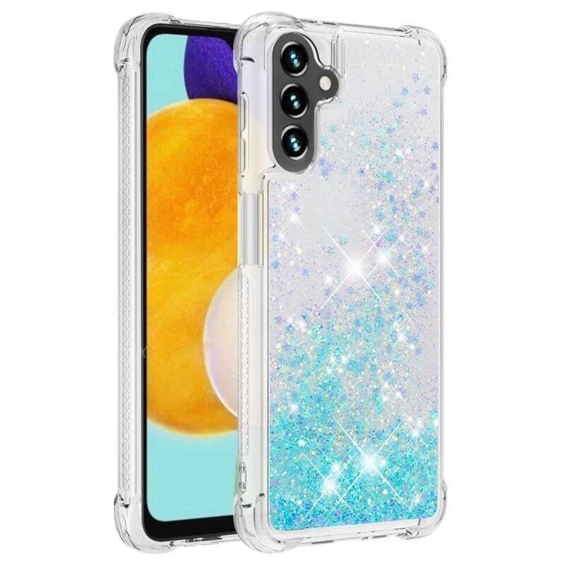 Glitter homokóra zselés tok Samsung Galaxy A34 5G - kék / csillagok