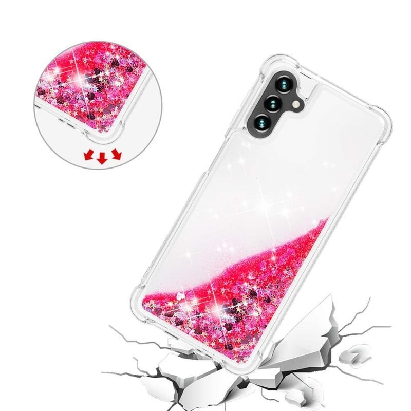 Glitter homokóra zselés tok Samsung Galaxy A34 5G - rózsaszín/szívek