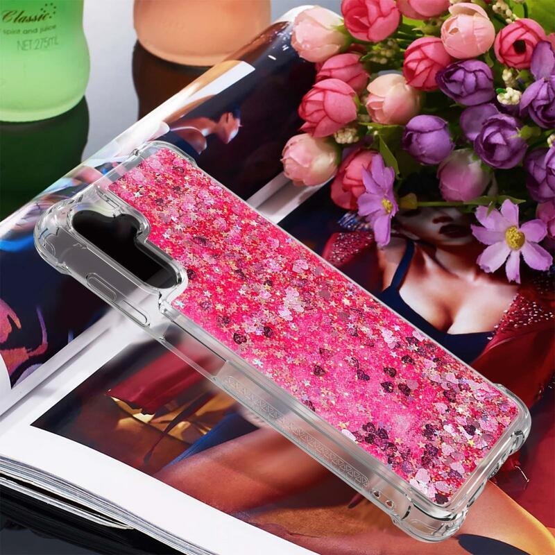 Glitter homokóra zselés tok Samsung Galaxy A34 5G - rózsaszín/szívek