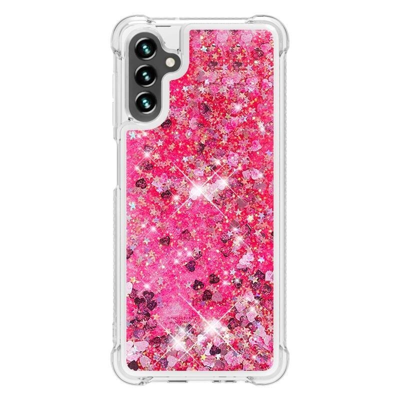 Glitter homokóra zselés tok Samsung Galaxy A34 5G - rózsaszín/szívek
