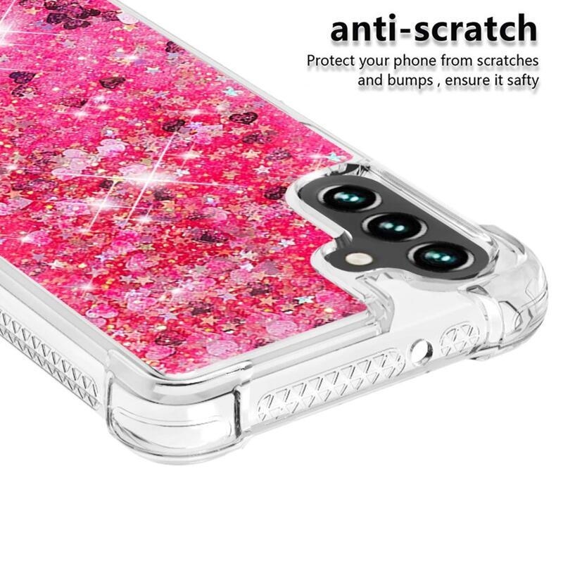 Glitter homokóra zselés tok Samsung Galaxy A34 5G - rózsaszín/szívek