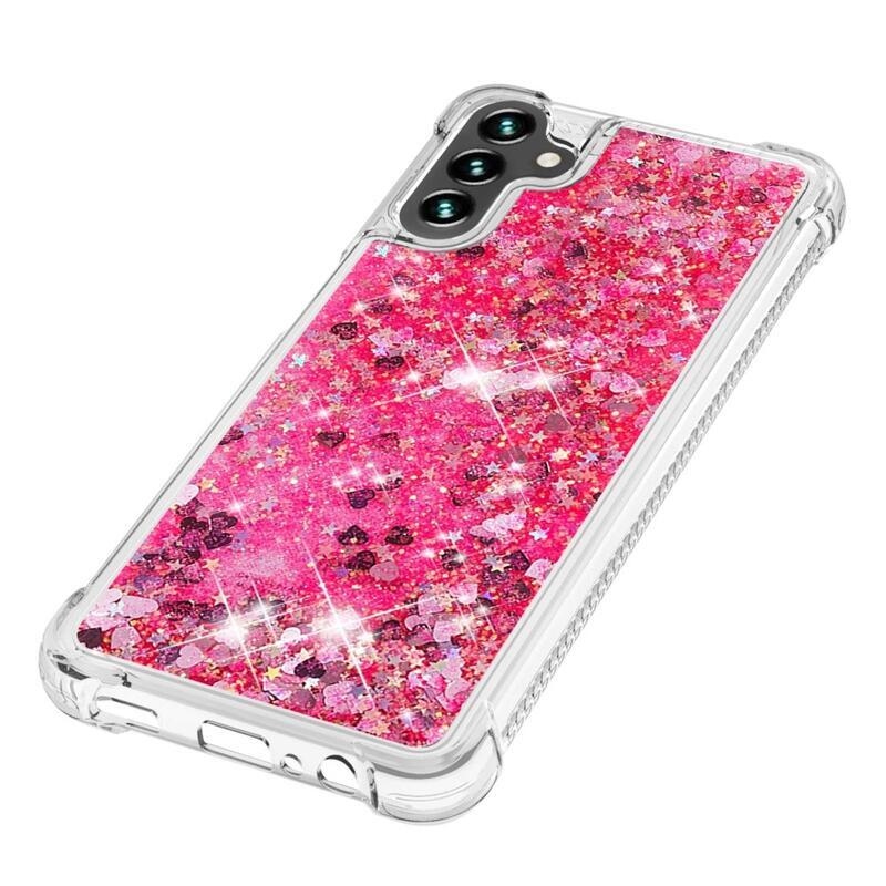 Glitter homokóra zselés tok Samsung Galaxy A34 5G - rózsaszín/szívek