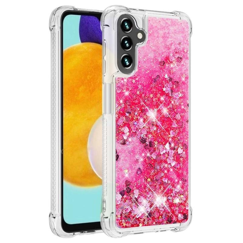 Glitter homokóra zselés tok Samsung Galaxy A34 5G - rózsaszín/szívek