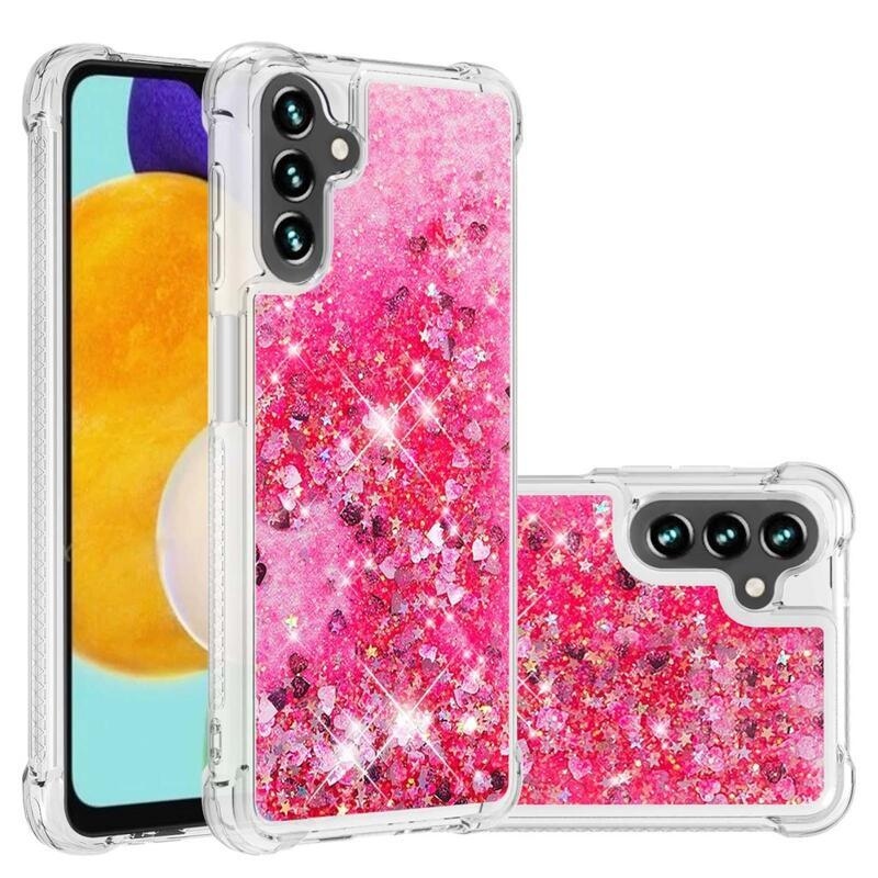 Glitter homokóra zselés tok Samsung Galaxy A34 5G - rózsaszín/szívek