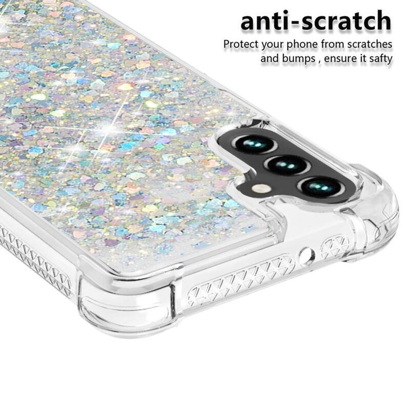 Csillogó homokóra zselés tok Samsung Galaxy A34 5G - ezüst/szív