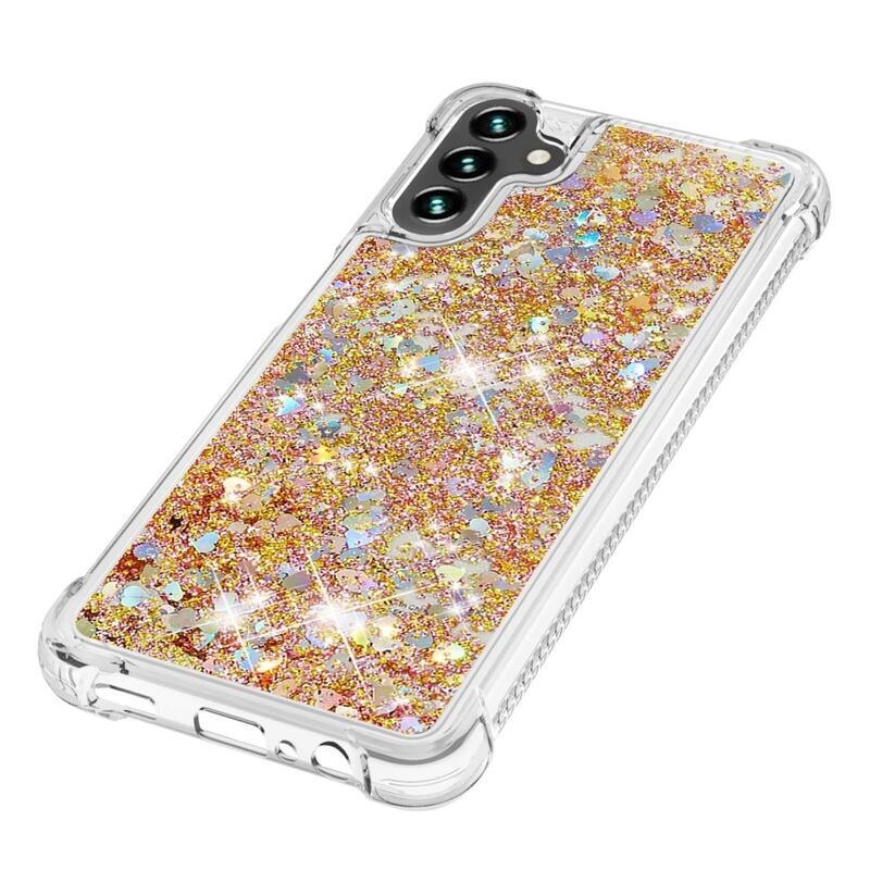 Glitter homokóra zselés tok Samsung Galaxy A34 5G - arany/szív