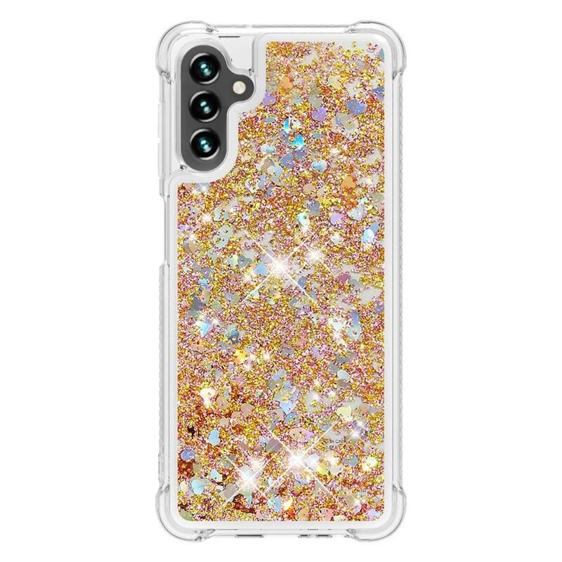Glitter homokóra zselés tok Samsung Galaxy A34 5G - arany/szív