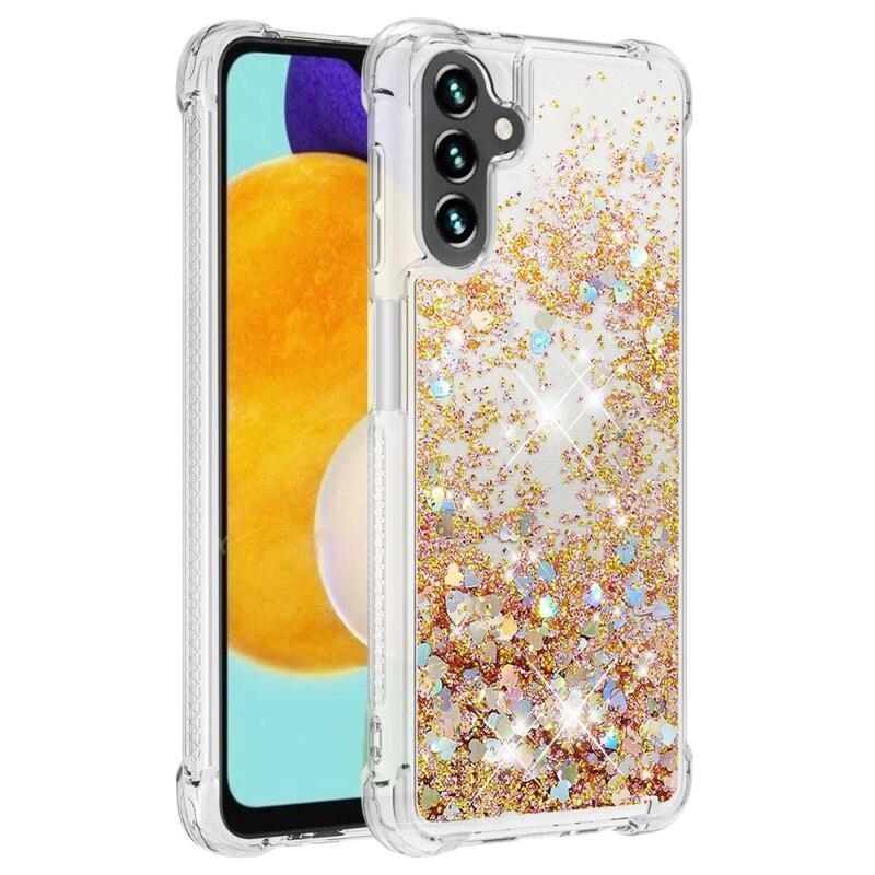 Glitter homokóra zselés tok Samsung Galaxy A34 5G - arany/szív