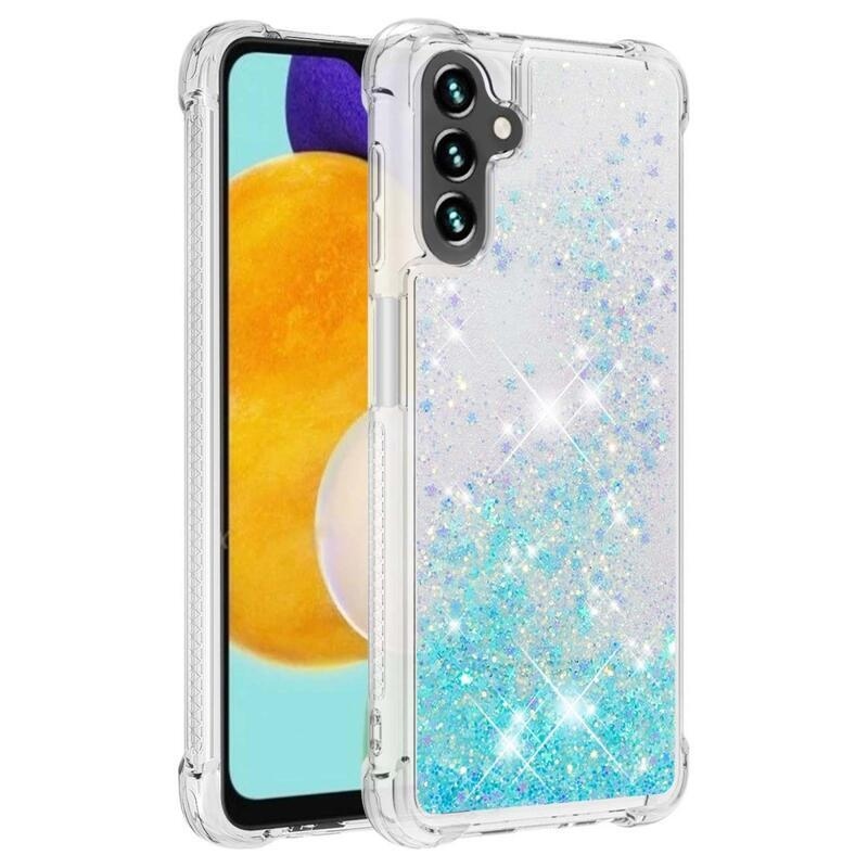 Glitter homokóra zselés tok Samsung Galaxy A54 5G - kék / csillagok