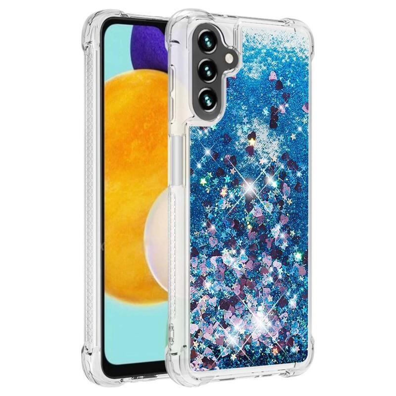 Glitter homokóra zselés tok Samsung Galaxy A54 5G - kék/szívek