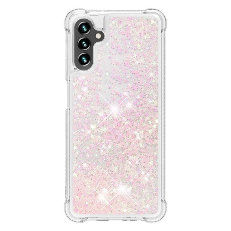 Glitter homokóra zselés tok Samsung Galaxy A54 5G - rózsaszín / csillagok