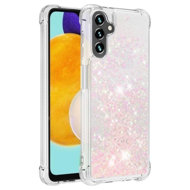 Glitter homokóra zselés tok Samsung Galaxy A54 5G - rózsaszín / csillagok