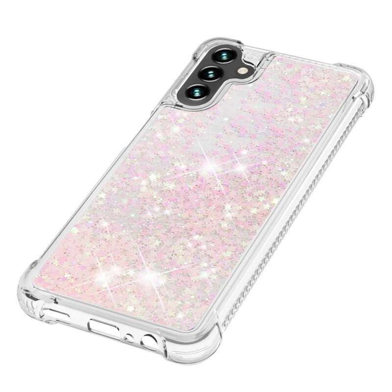 Glitter homokóra zselés tok Samsung Galaxy A54 5G - rózsaszín / csillagok