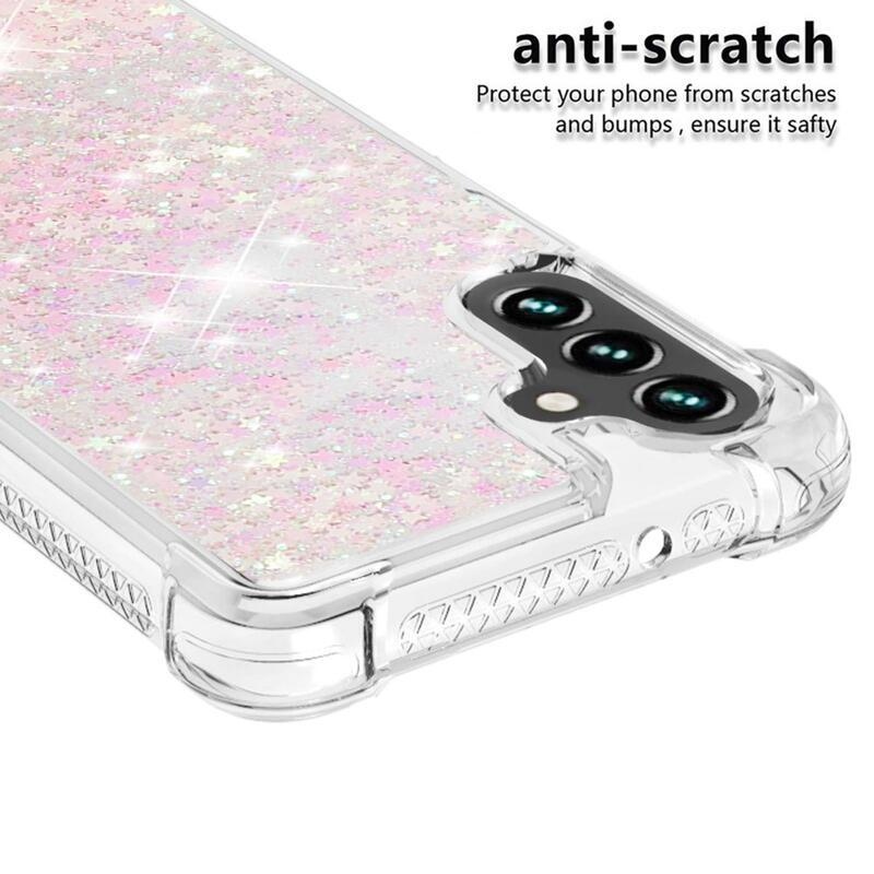 Glitter homokóra zselés tok Samsung Galaxy A54 5G - rózsaszín / csillagok