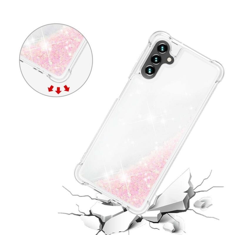 Glitter homokóra zselés tok Samsung Galaxy A54 5G - rózsaszín / csillagok