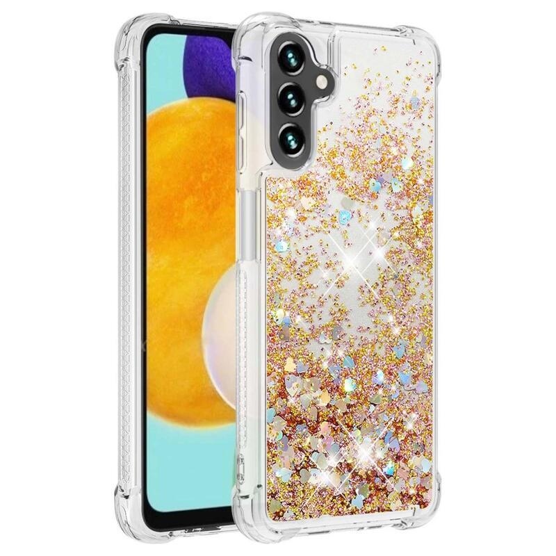 Glitter homokóra zselés tok Samsung Galaxy A54 5G - arany/szív