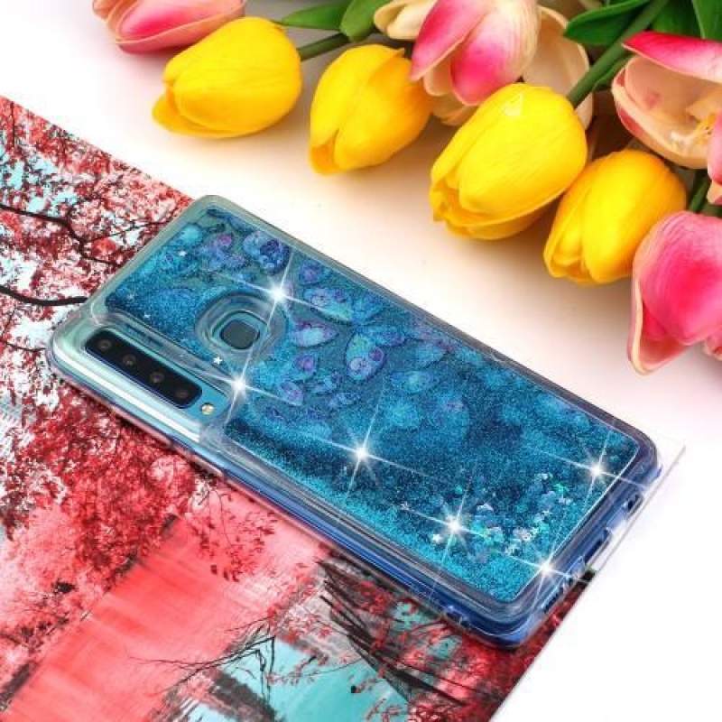 Glitter homokóra zselés tok Samsung Galaxy A9 - kék pillangó