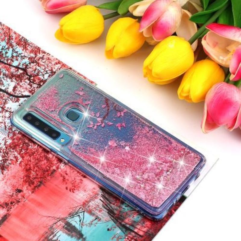 Glitter homokóra zselés tok Samsung Galaxy A9 készülékhez - szirmok