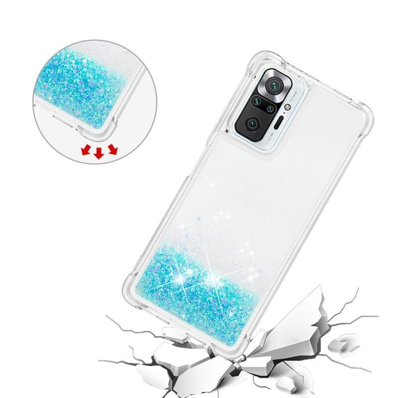 Glitter homokóra zselés tok Xiaomi Redmi Note 10 Pro - kék/csillagok