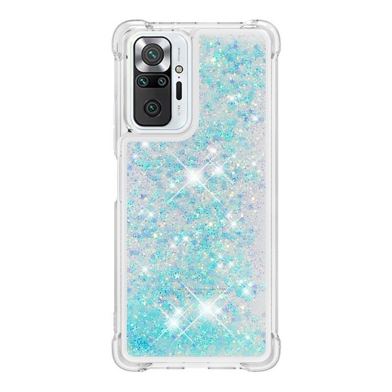 Glitter homokóra zselés tok Xiaomi Redmi Note 10 Pro - kék/csillagok