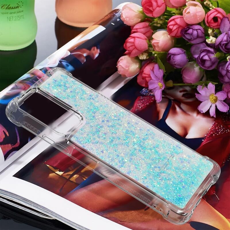 Glitter homokóra zselés tok Xiaomi Redmi Note 10 Pro - kék/csillagok