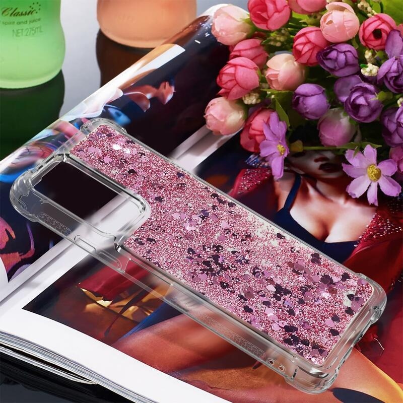 Glitter homokóra zselés tok Xiaomi Redmi Note 10 Pro - rózsaarany/szív