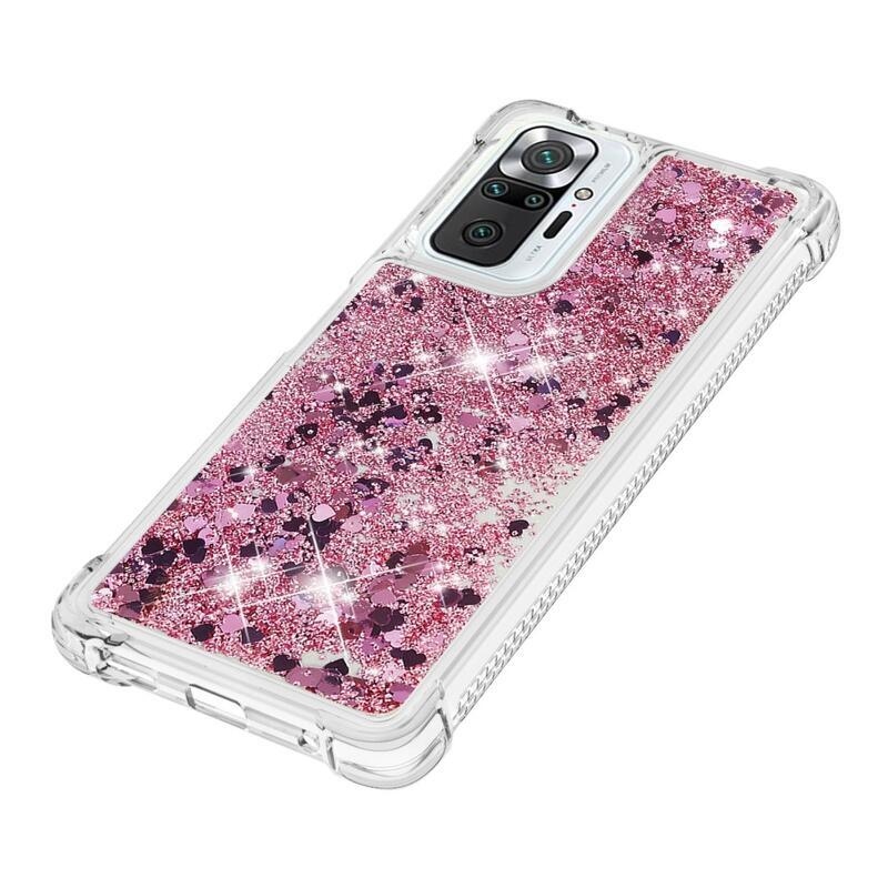 Glitter homokóra zselés tok Xiaomi Redmi Note 10 Pro - rózsaarany/szív