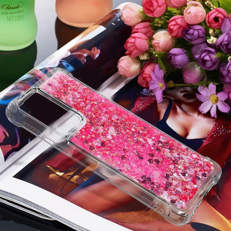Glitter homokóra zselés tok Xiaomi Redmi Note 10 Pro - rózsaszín/szívek