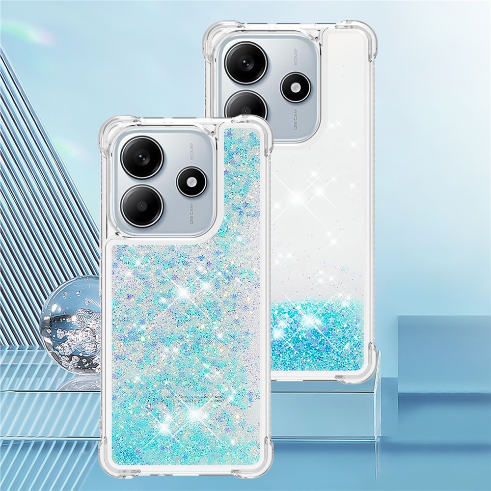 Glitter homokóra zselés tok Xiaomi Redmi Note 14 5G - kék/csillagok