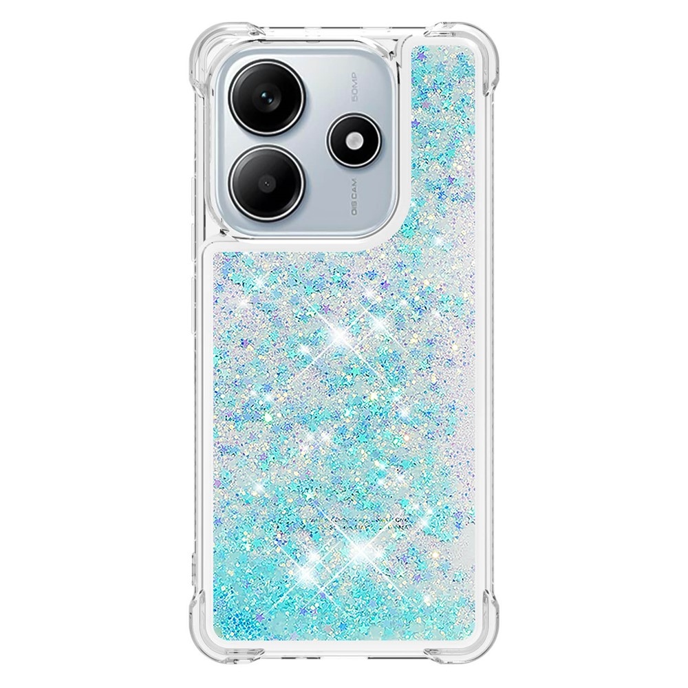 Glitter homokóra zselés tok Xiaomi Redmi Note 14 5G - kék/csillagok