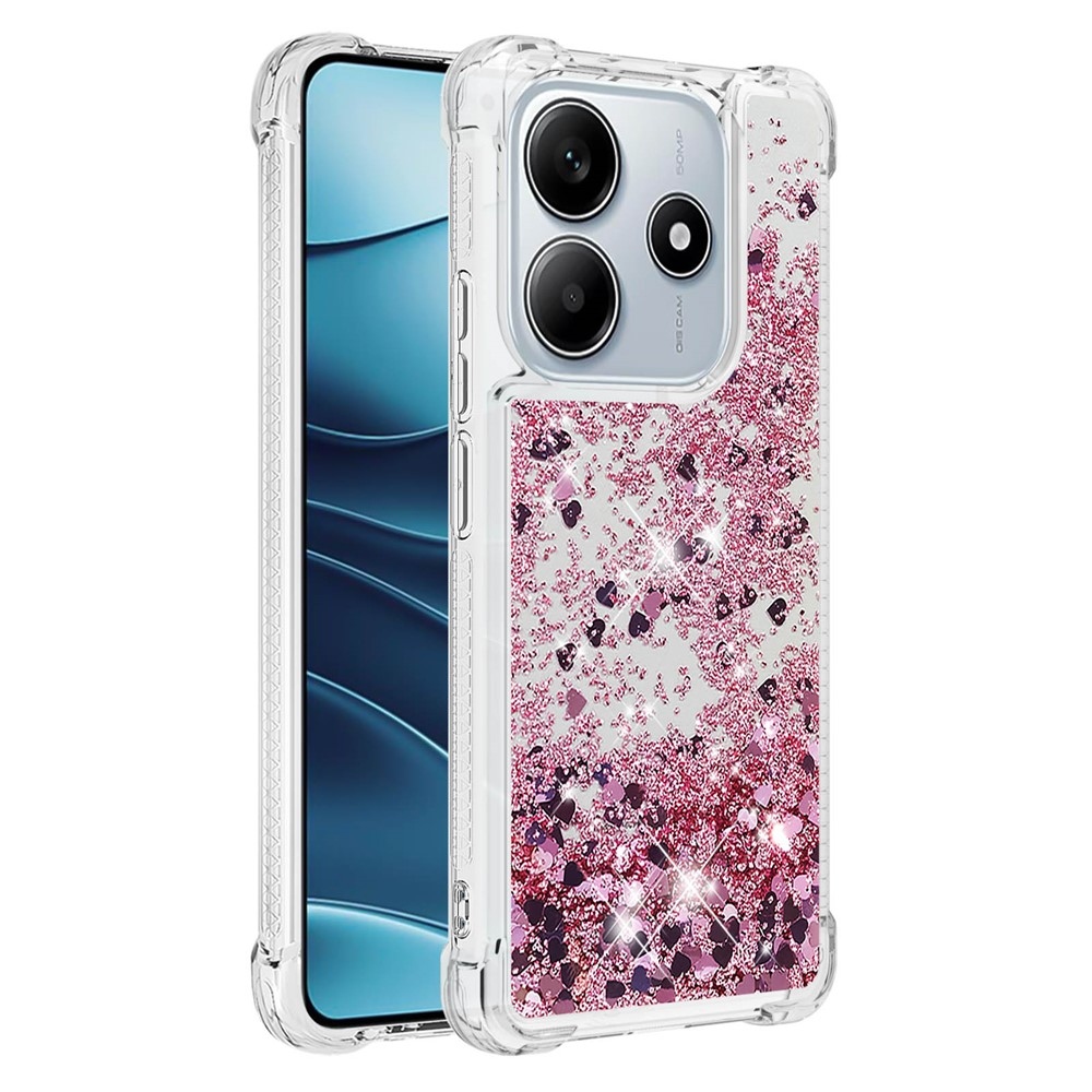 Glitter homokóra zselés tok Xiaomi Redmi Note 14 5G - rózsaarany/szív