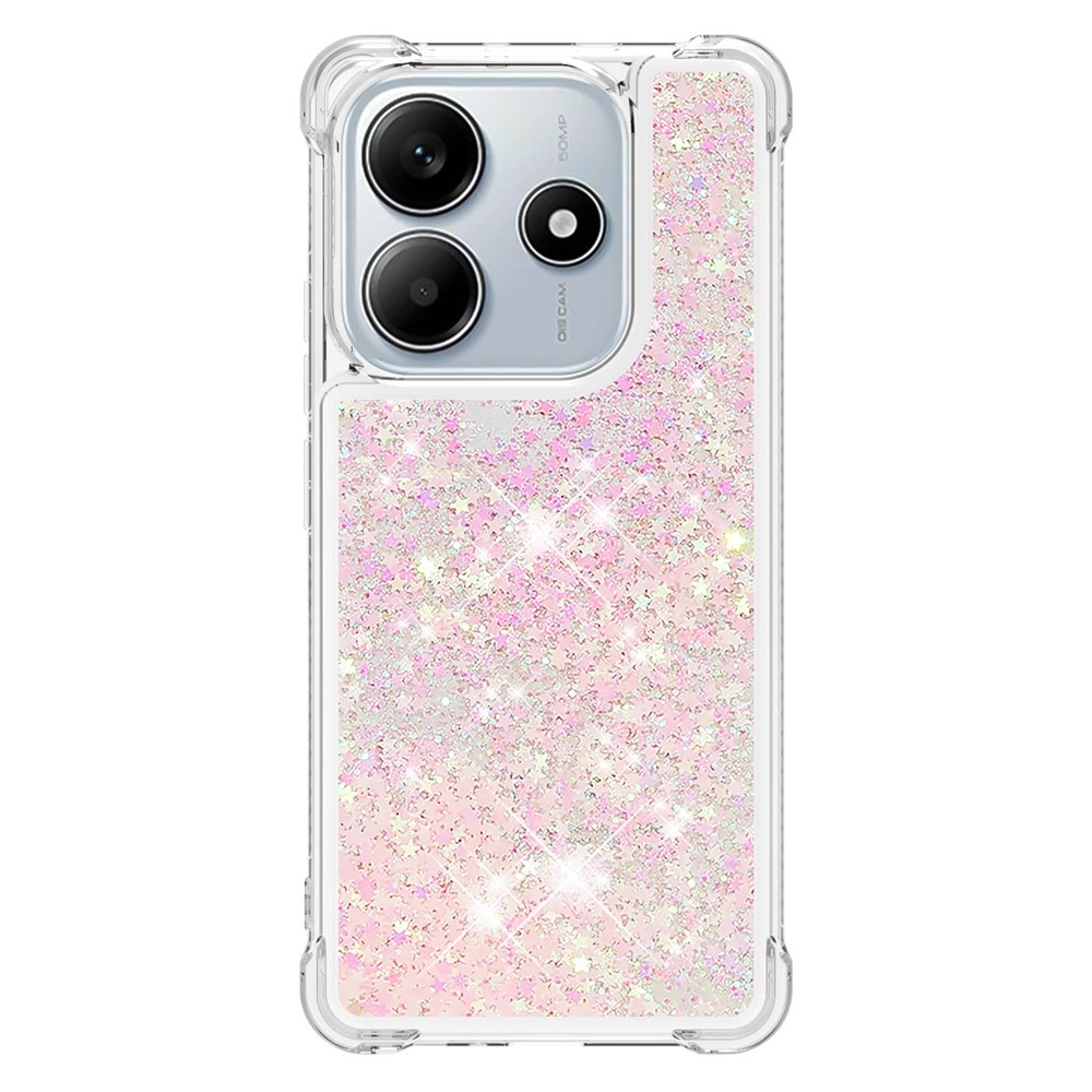 Glitter homokóra zselés tok Xiaomi Redmi Note 14 5G - rózsaszín/csillagok