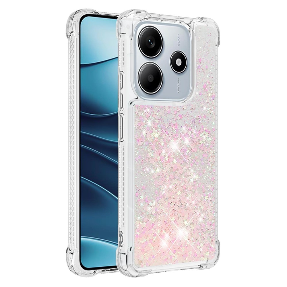 Glitter homokóra zselés tok Xiaomi Redmi Note 14 5G - rózsaszín/csillagok