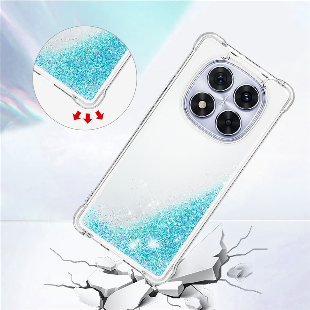 Glitter homokóra zselés tok Xiaomi Redmi Note 14 Pro 5G/Poco X7 5G - kék/csillagok