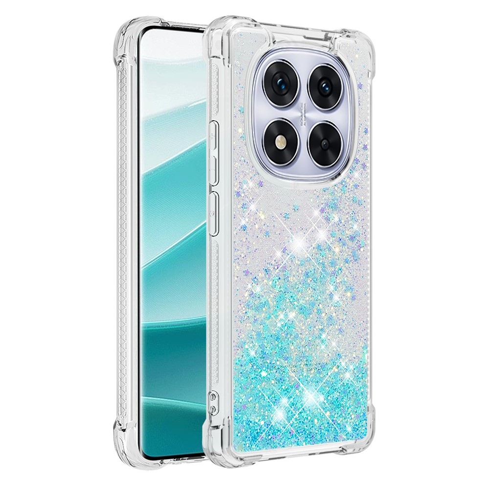 Glitter homokóra zselés tok Xiaomi Redmi Note 14 Pro 5G/Poco X7 5G - kék/csillagok