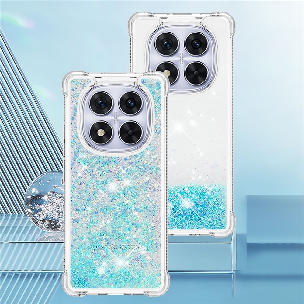 Glitter homokóra zselés tok Xiaomi Redmi Note 14 Pro 5G/Poco X7 5G - kék/csillagok
