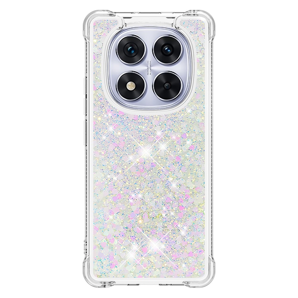 Glitter homokóra zselés tok Xiaomi Redmi Note 14 Pro 5G/Poco X7 5G - rózsaszín/ezüst/szív