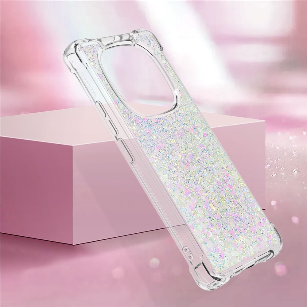 Glitter homokóra zselés tok Xiaomi Redmi Note 14 Pro 5G/Poco X7 5G - rózsaszín/ezüst/szív