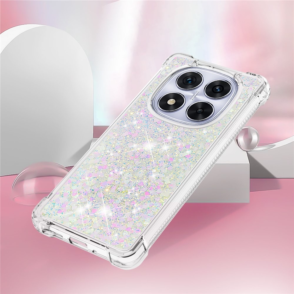 Glitter homokóra zselés tok Xiaomi Redmi Note 14 Pro 5G/Poco X7 5G - rózsaszín/ezüst/szív