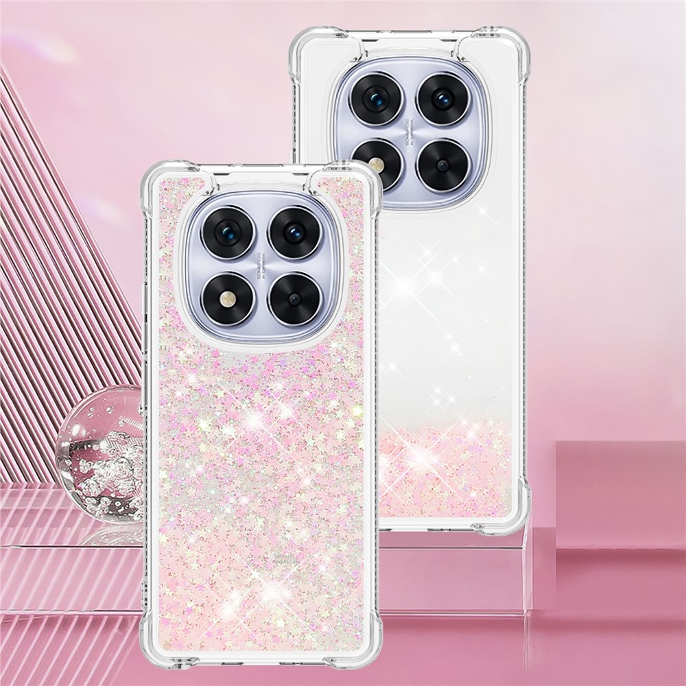 Glitter homokóra zselés tok Xiaomi Redmi Note 14 Pro 5G/Poco X7 5G - rózsaszín/csillagok