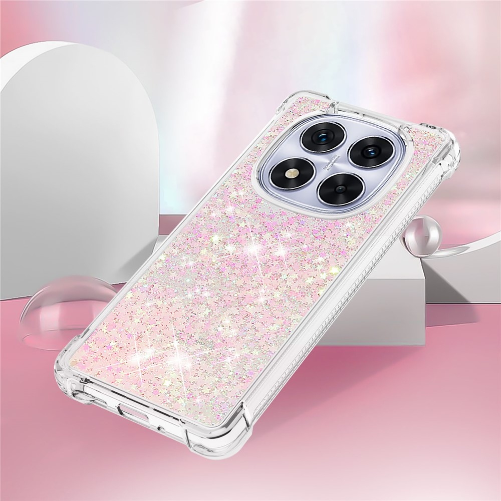 Glitter homokóra zselés tok Xiaomi Redmi Note 14 Pro 5G/Poco X7 5G - rózsaszín/csillagok