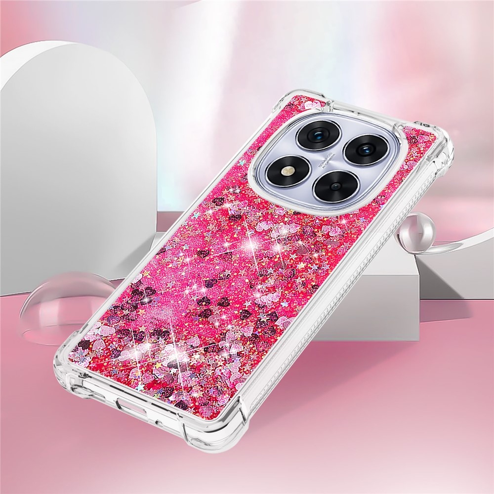 Csillogó homokóra zselés tok Xiaomi Redmi Note 14 Pro 5G/Poco X7 5G - rózsaszín/szívek