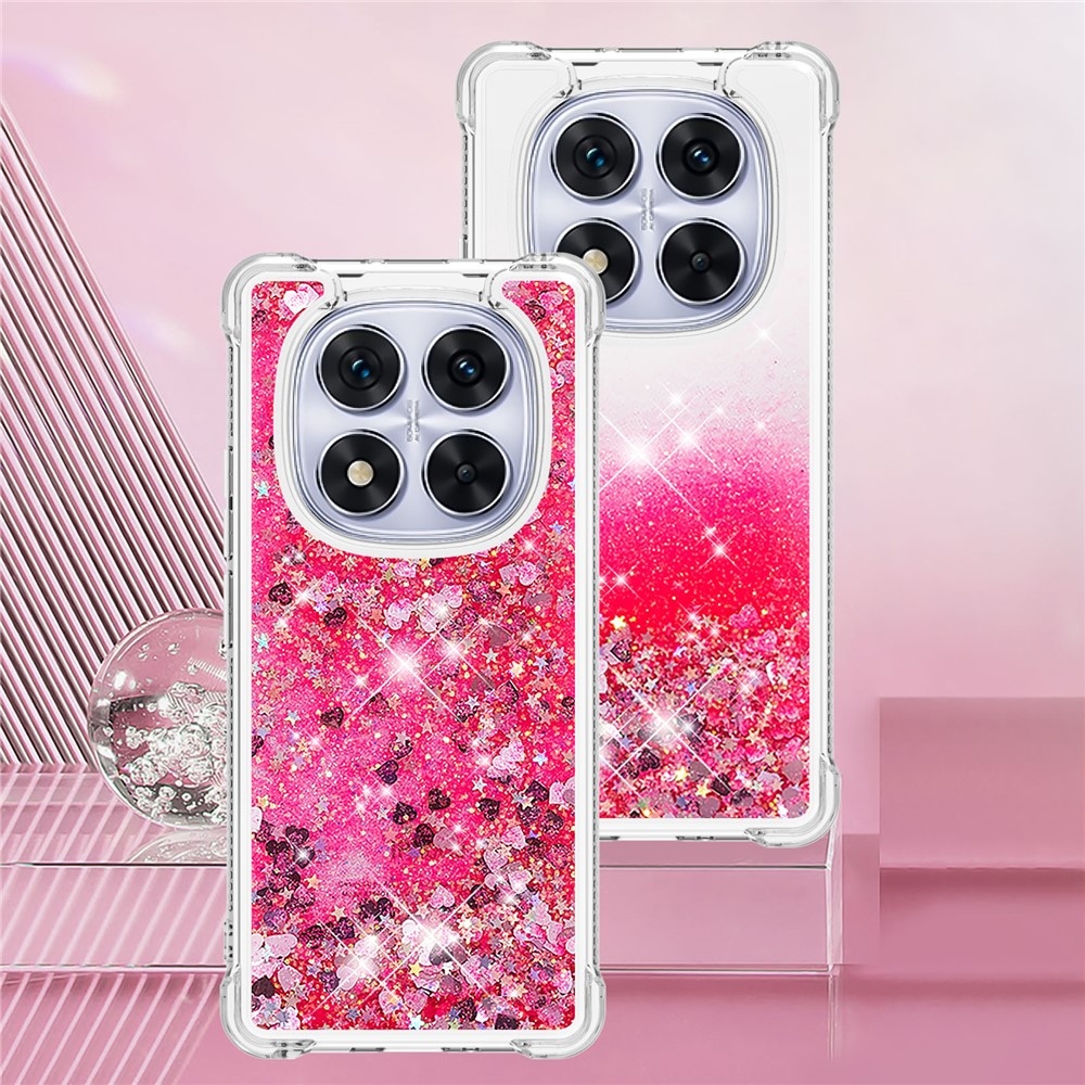 Csillogó homokóra zselés tok Xiaomi Redmi Note 14 Pro 5G/Poco X7 5G - rózsaszín/szívek