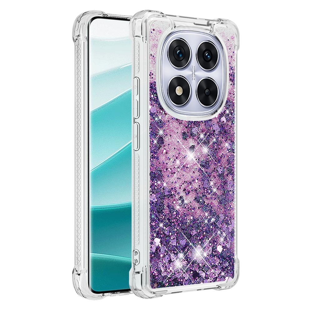 Glitter homokóra zselés tok Xiaomi Redmi Note 14 Pro 5G/Poco X7 5G - sötétlila/szív