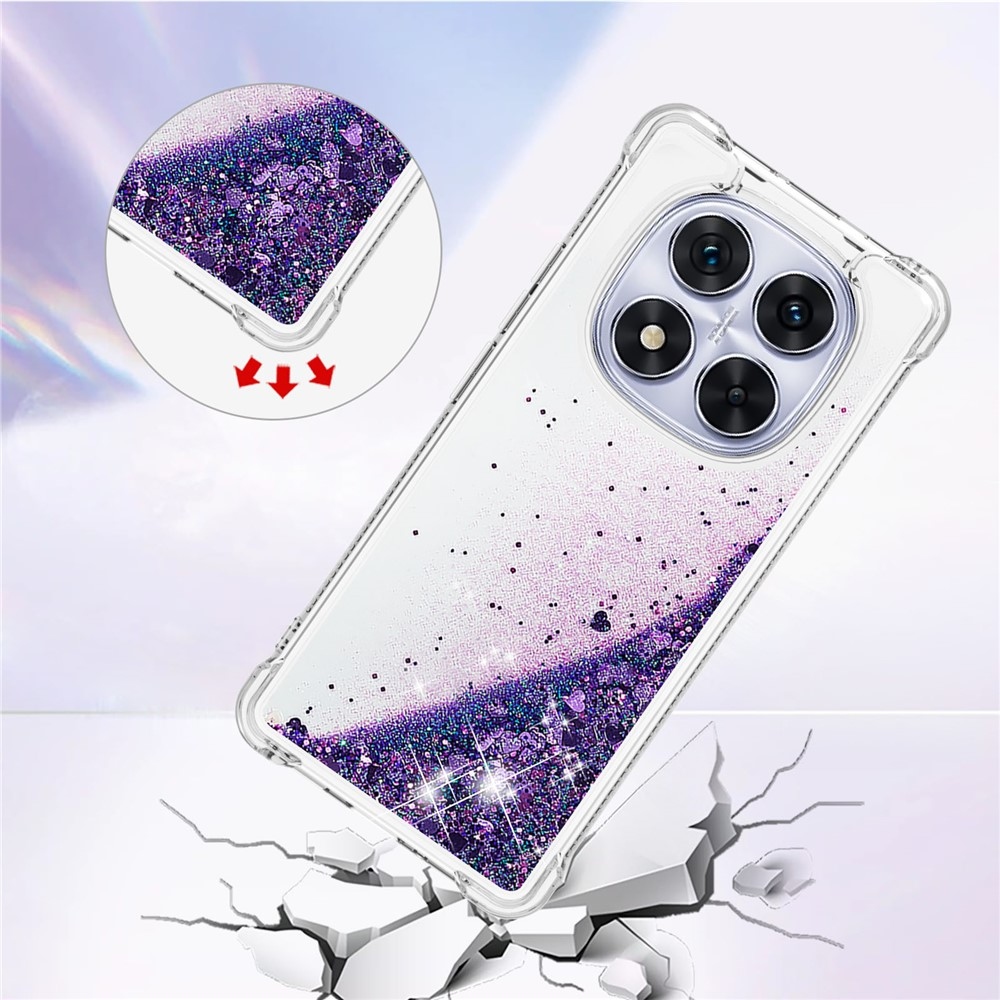 Glitter homokóra zselés tok Xiaomi Redmi Note 14 Pro 5G/Poco X7 5G - sötétlila/szív