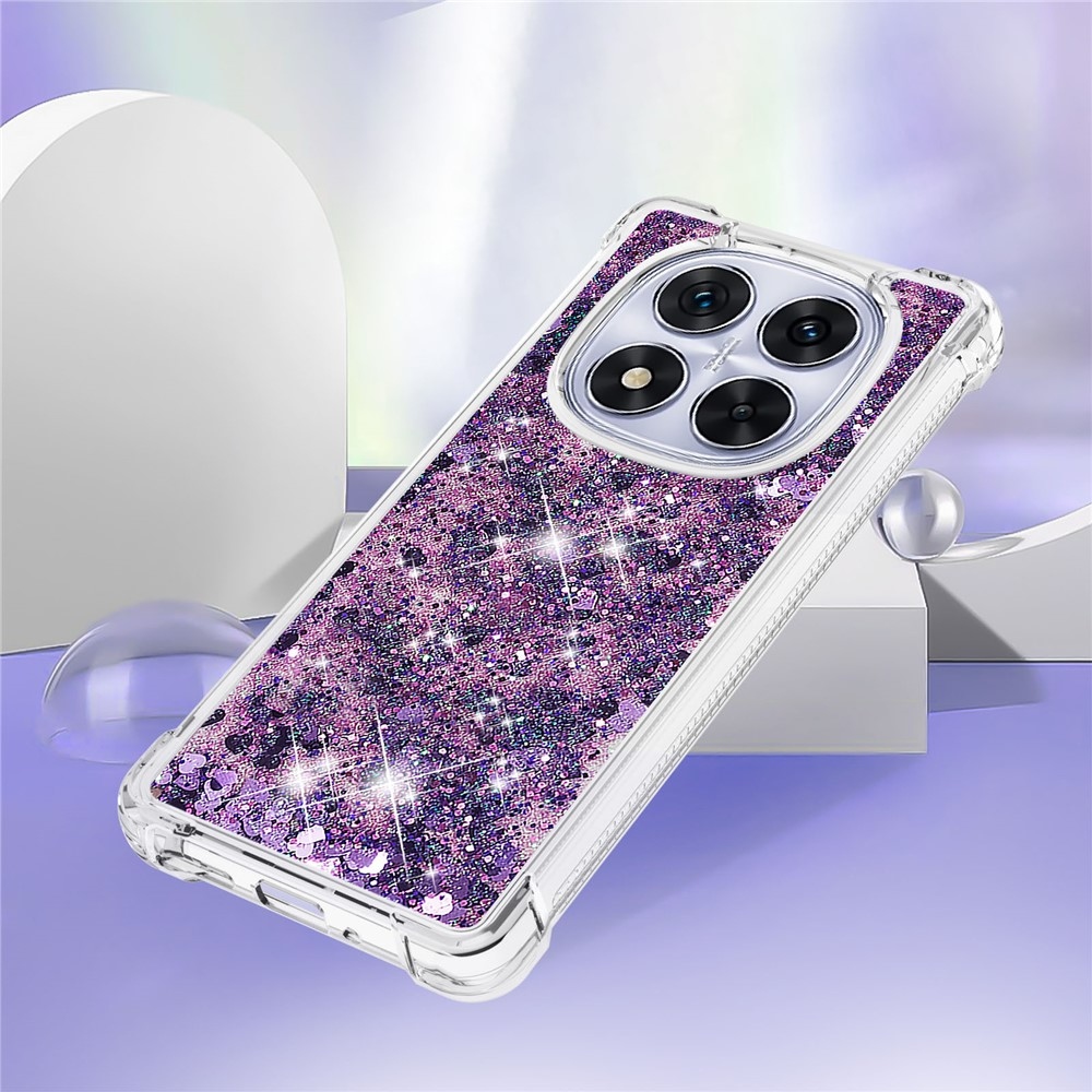 Glitter homokóra zselés tok Xiaomi Redmi Note 14 Pro 5G/Poco X7 5G - sötétlila/szív
