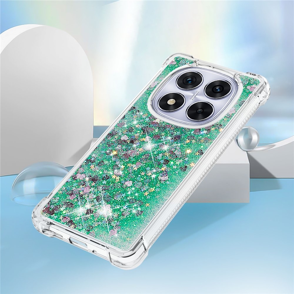 Glitter homokóra zselés tok Xiaomi Redmi Note 14 Pro 5G/Poco X7 5G - zöld/szív