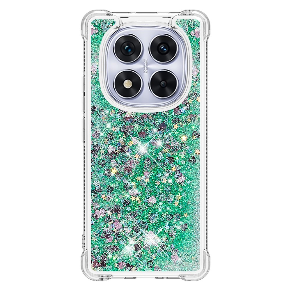 Glitter homokóra zselés tok Xiaomi Redmi Note 14 Pro 5G/Poco X7 5G - zöld/szív