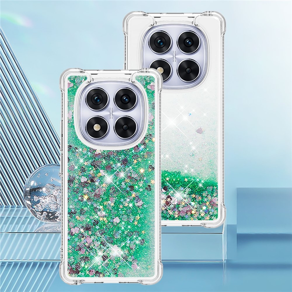 Glitter homokóra zselés tok Xiaomi Redmi Note 14 Pro 5G/Poco X7 5G - zöld/szív