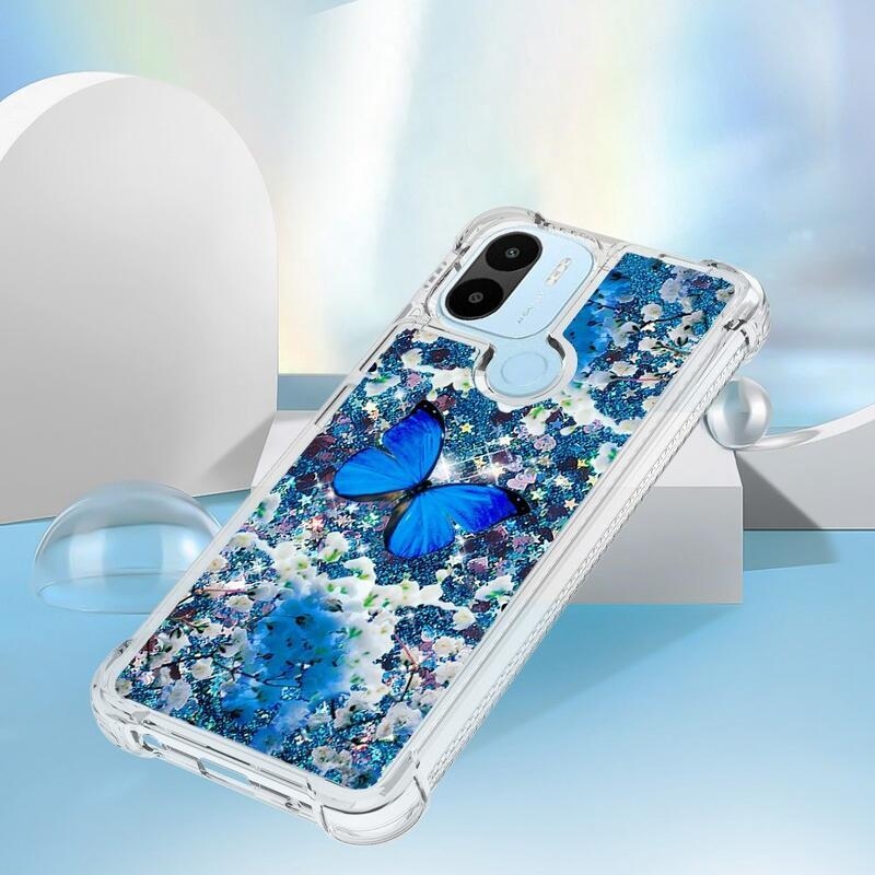 Csillogó homokóra tok Xiaomi Redmi A1+/A2+ - kék pillangóhoz